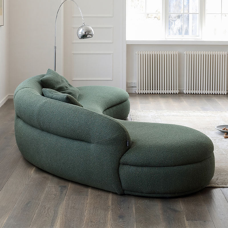 Yannik Four Seater Curved Sofa, Green with small curved sofa