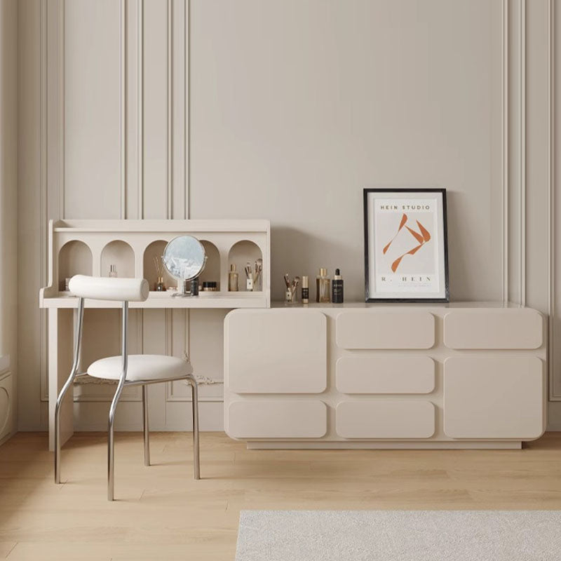 Dinah Dressing Table With Sideboard, Cream or Black, side view of sideboard 120cm