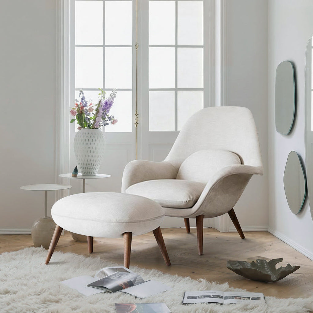 Fredericia Swoon Armchair And Footstool, Velvet - sideboards