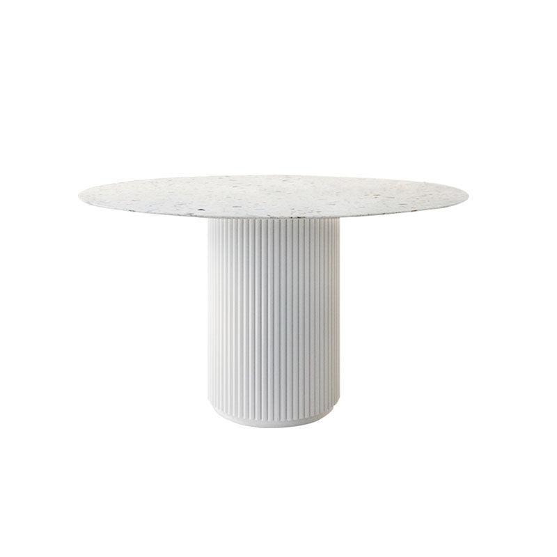 Cracky White Round Dining Table, Premium Terrazzo And Wood Base with collapsible dining table with chairs