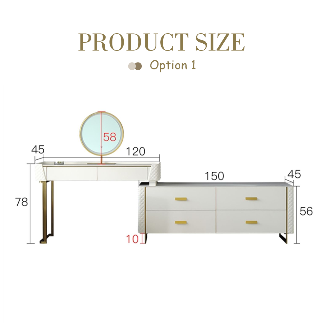 Joshua Dressing Table, White with compact dining room table