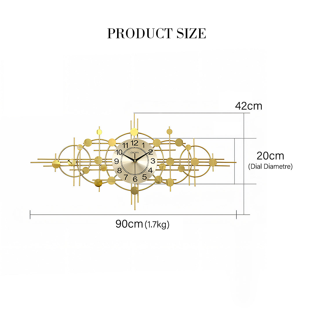 Cohen Art Deco Gold Wall Clock, Silent Clock, Horizontal Or Vertical with oak furniture land sideboard
