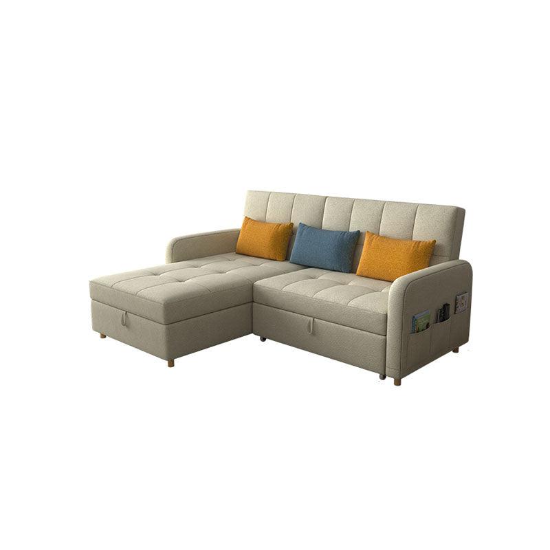 Three Seater Sofa Bed, L Shape Sofa Bed With Storage, Linen with sofa bed chaise