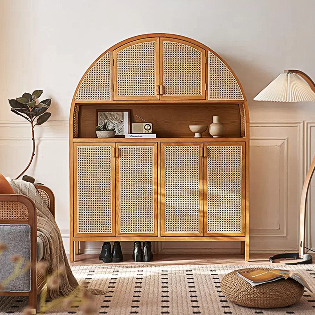 Eisha Rattan Shoe Storage, Cupboard, Solid Wood - sideboard oak furniture land