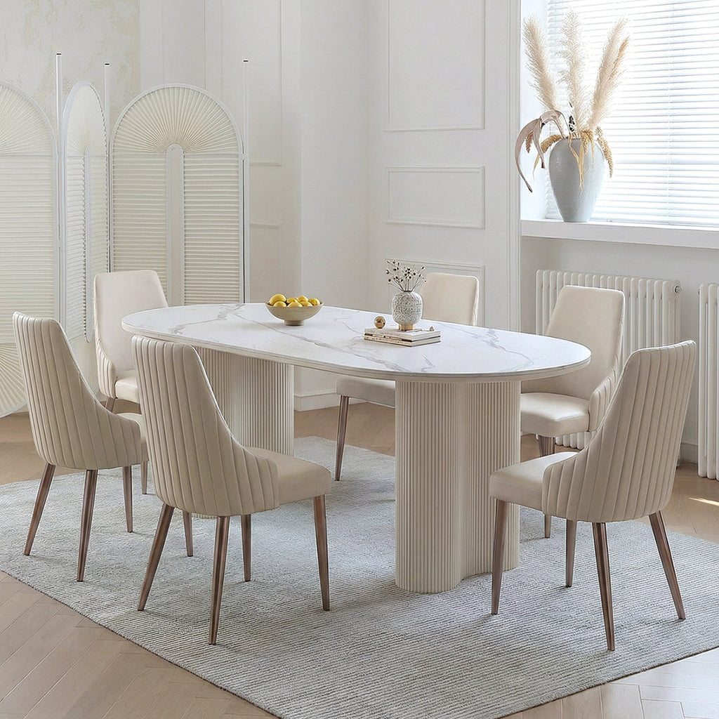 Peru Oval Dining Table, White - dining table oblong