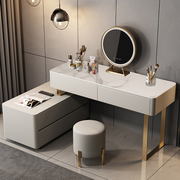 Detail view of Maynard Dressing Table With Sideboard With LED Mirror with black sideboard with drawers