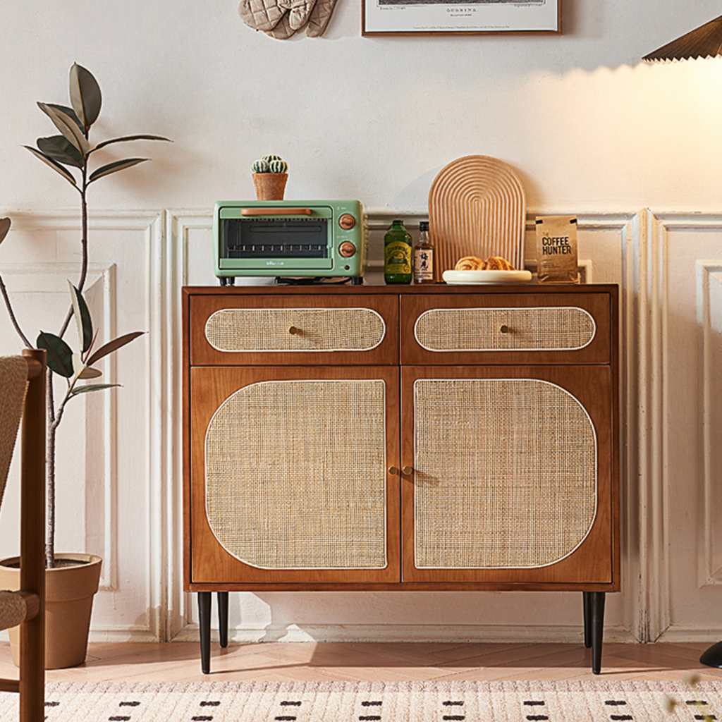 Berlinda Rattan Sideboard - grey wood sideboard