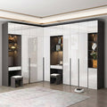 Nascimento Corner Wardrobe, Tall Wardrobe, L Shape Wardrobe With Dressing Table-Weilai Concept