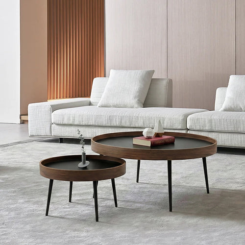 C163 Nesting Coffee Table Set, Oak & Black | Weilai Concept