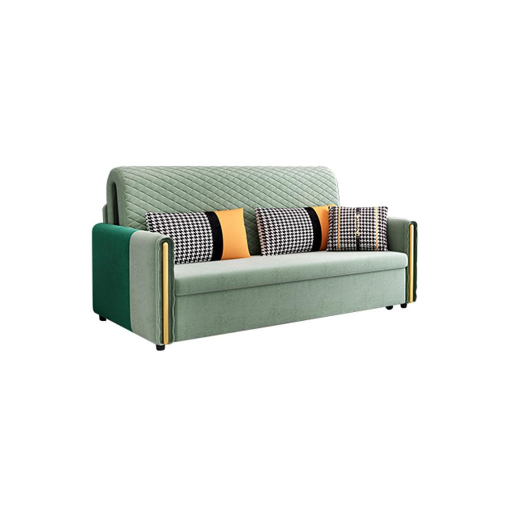 Imelde Two Seater Sofa Bed, Linen, side view of fold out sofa bed