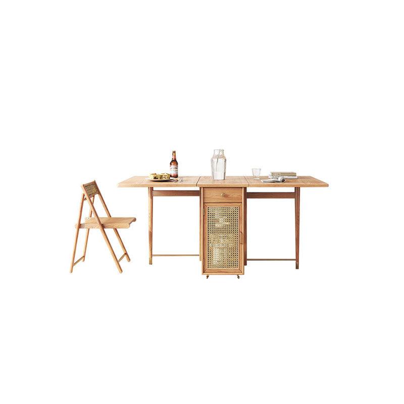 Nydia Foldable Dining Table Set With Storage, Rattan, Solid Wood with small dining table set for 4 with chairs