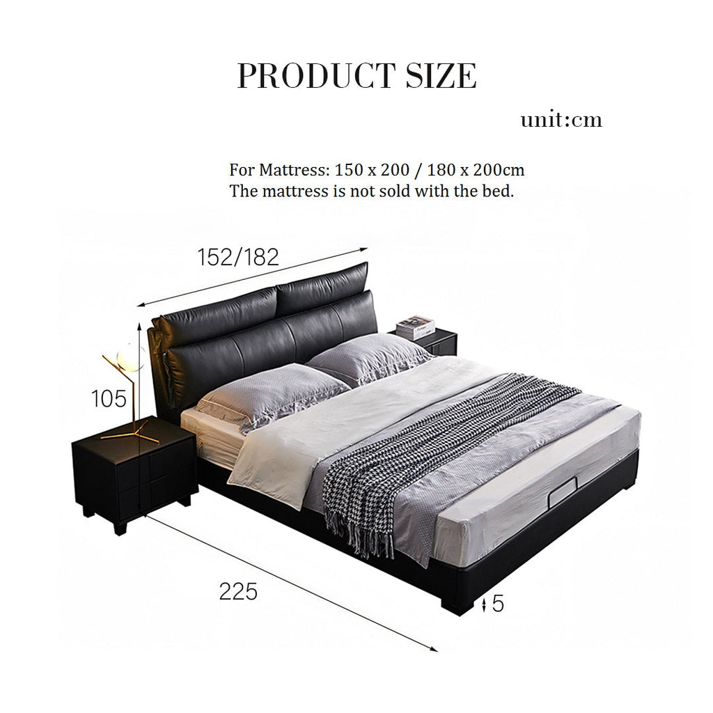 Luca King Size Superking Size Bed, Leather-Weilai Concept-Weilai Concept