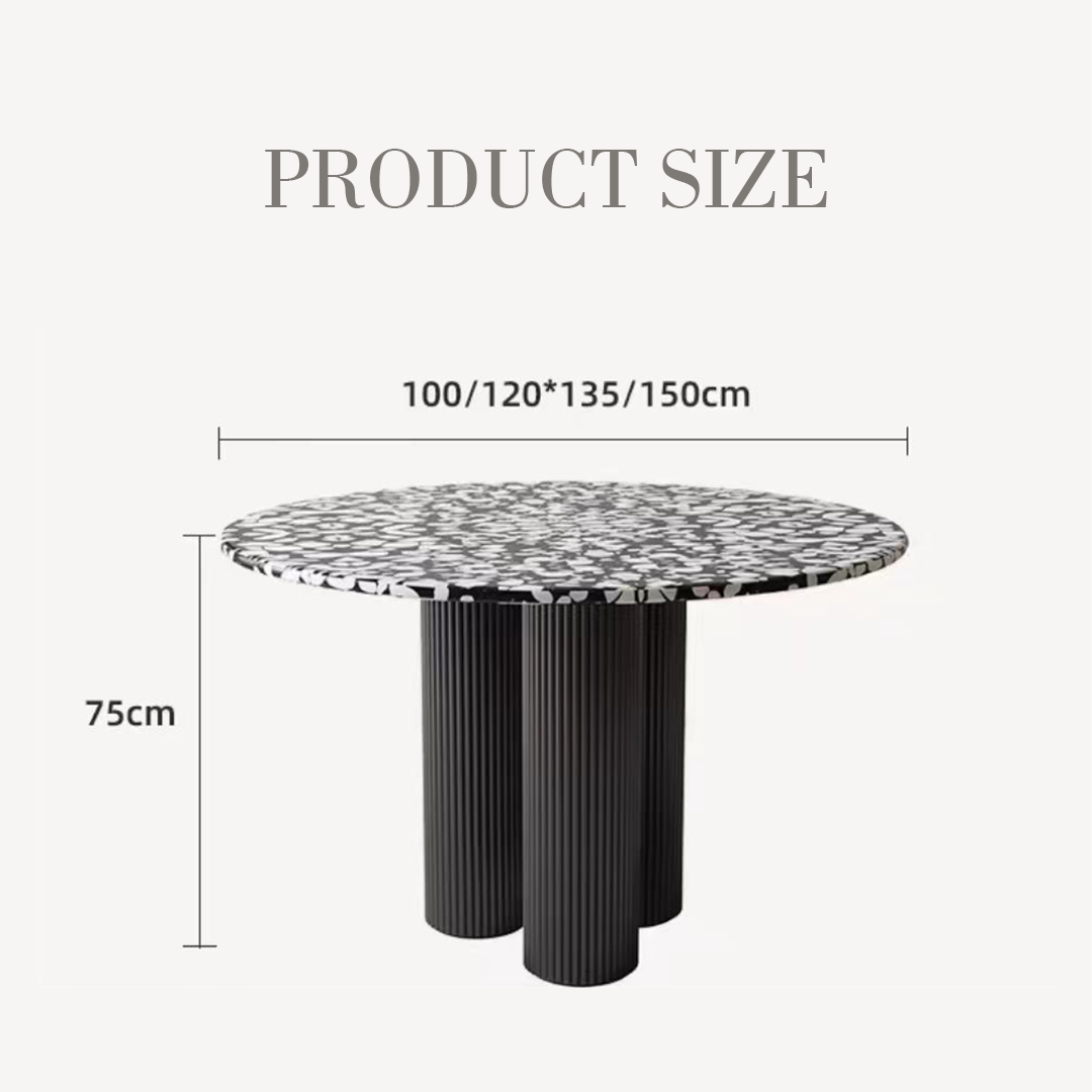 Nelli Modern Round Dining Table, Marble with dining table modern