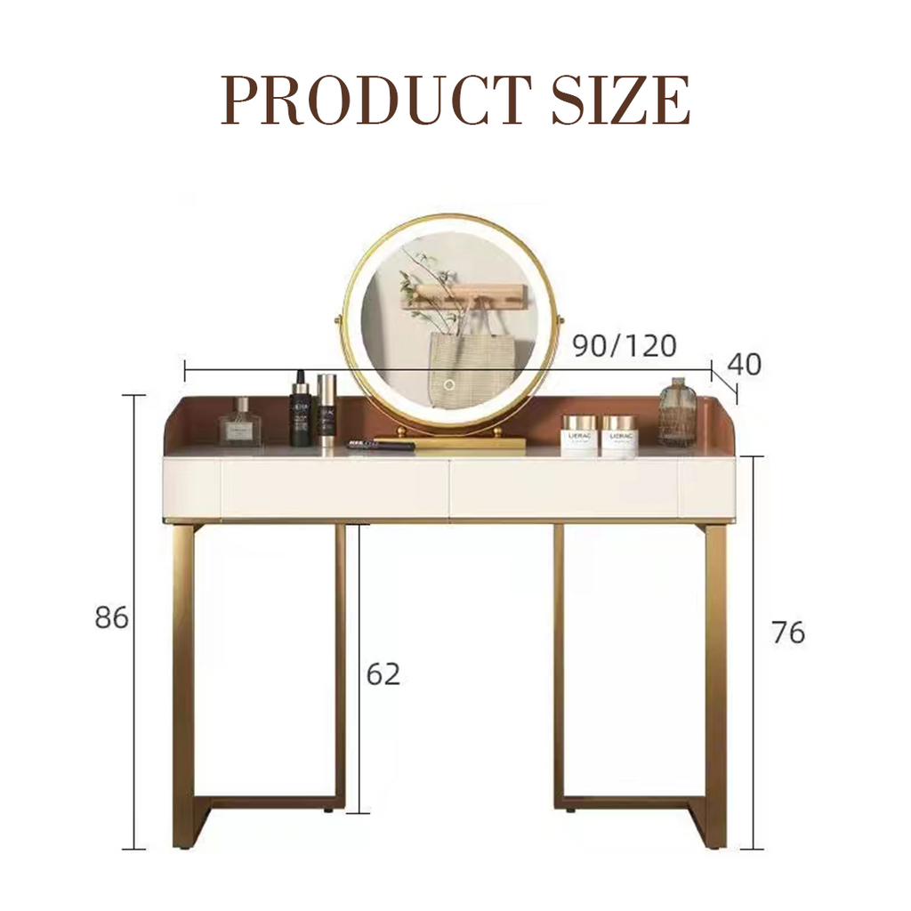 Jaxon Dressing Table with black marble dining table