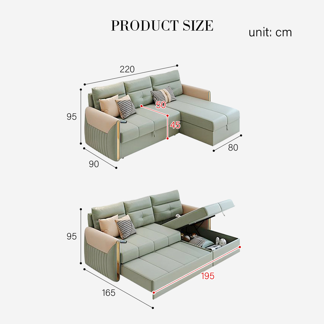 Malhotra L Shape Sofa Bed, Small Corner Sofa Bed with tan leather corner sofa