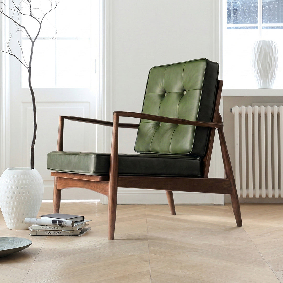 Hans CH32 Green Armchair, Solid Wood