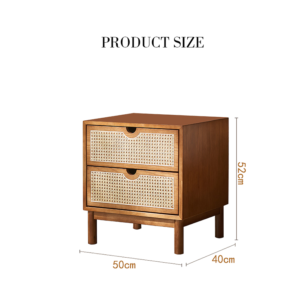 Kogi Bedside Table Solid Wood, Rattan-Weilai Concept-Weilai Concept