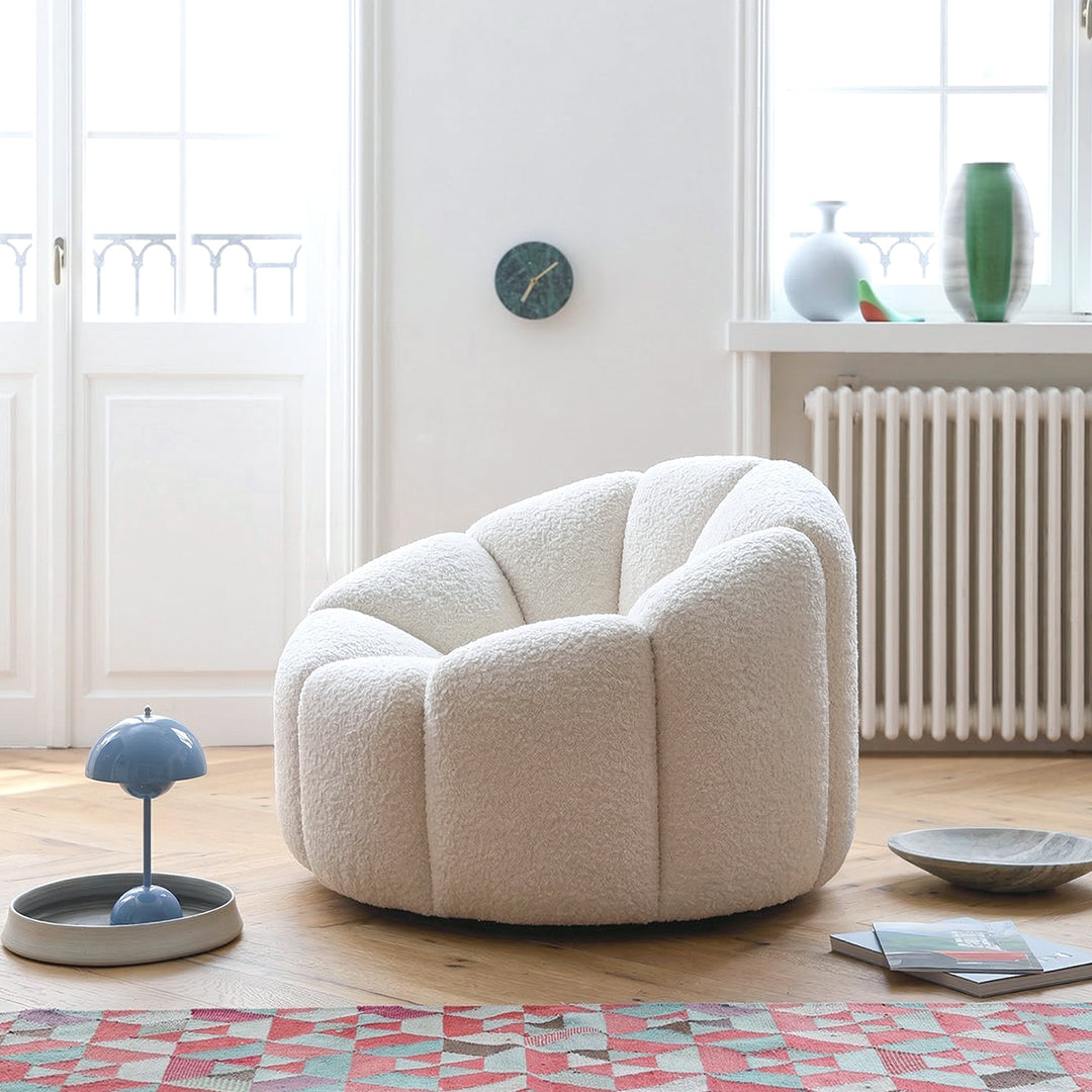 Arsav Pumpkin Armchair, White Boucle