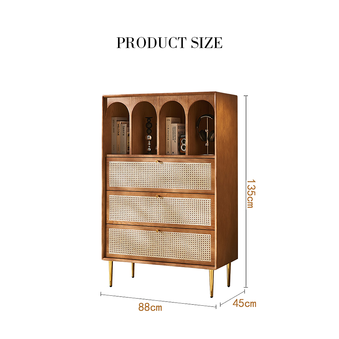 Maasai Tall Sideboard, Rattan & Solid Wood Cabinet with swoon sideboards