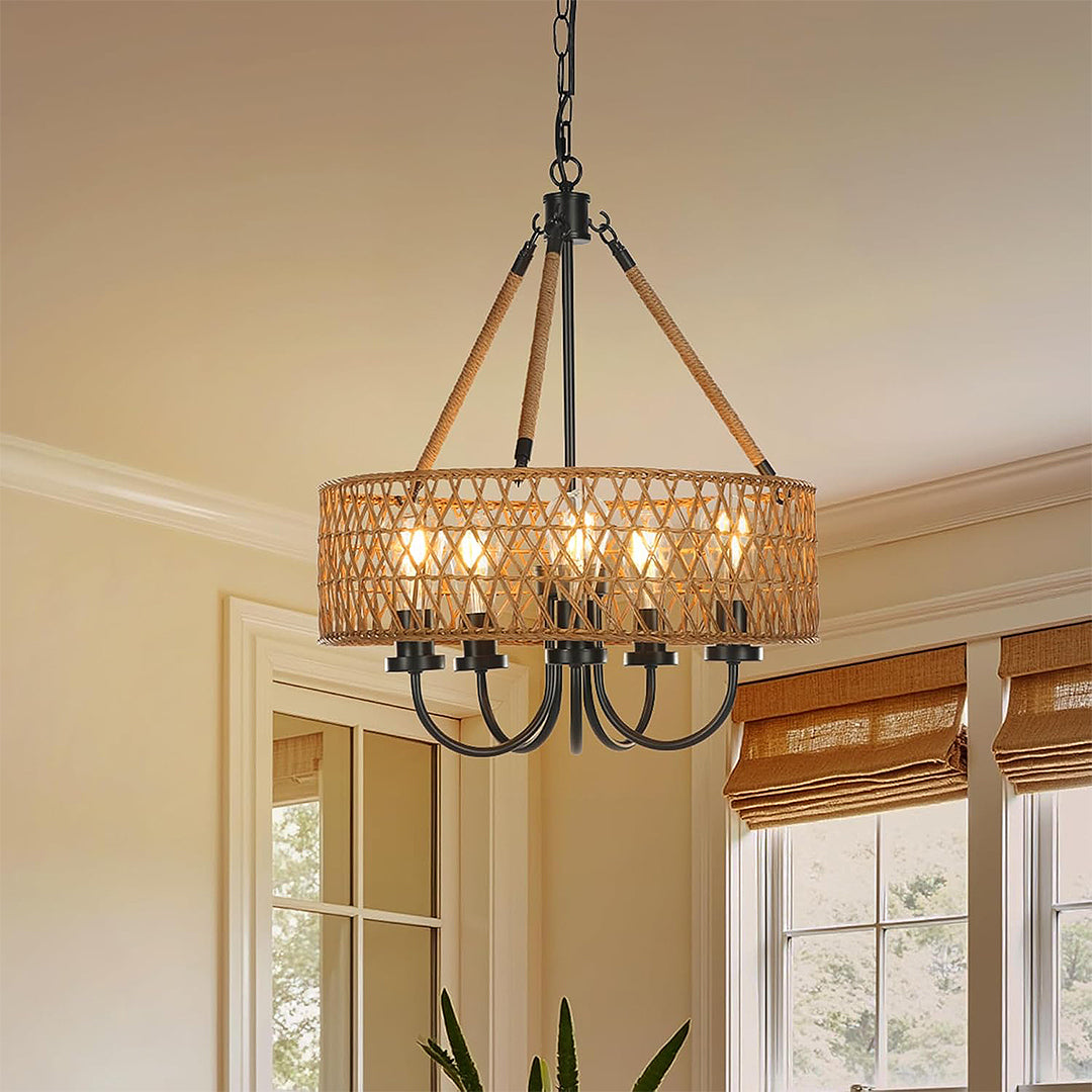 Helena Rattan Lighting 5-Light Chandelier-Weilai Concept