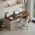Jamal Office Desk With Storage & Office Chair, Solid Wood - office desk white
