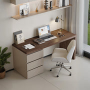 Jamal Office Desk With Storage & Office Chair, Solid Wood - office desk white