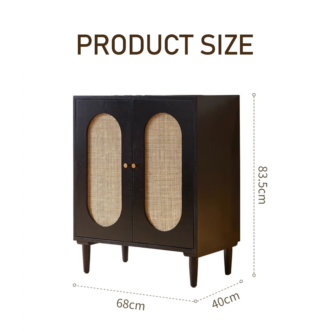 Beatrix Retro Rattan Sideboard with dining table and sideboard