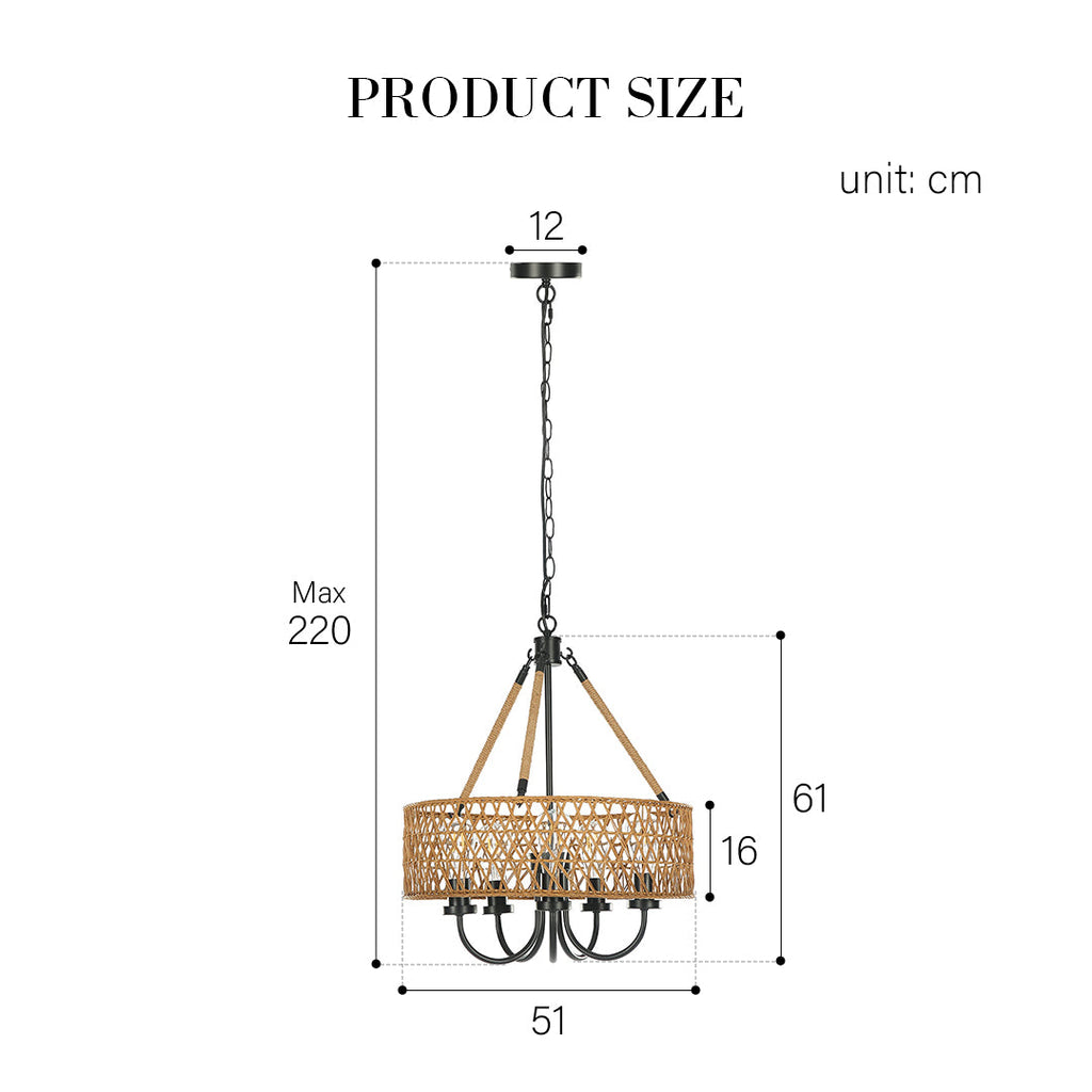 Helena Rattan Lighting 5-Light Chandelier-Weilai Concept
