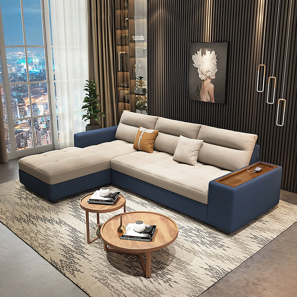 Detail view of Lobo Sectional Sofa With Storage, Chaise Lounge Sofa Bed with double bed sofa