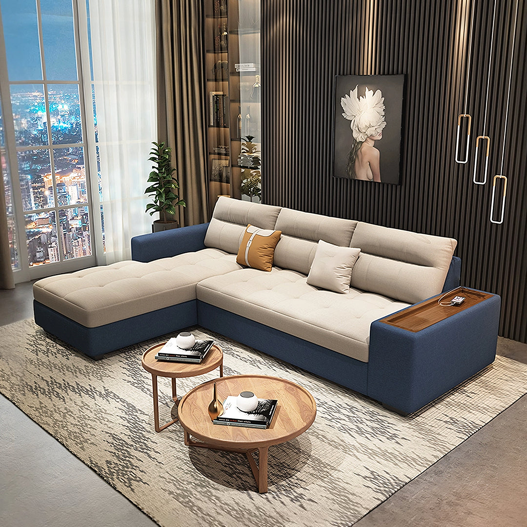Detail view of Lobo Sectional Sofa With Storage, Chaise Lounge Sofa Bed with double bed sofa