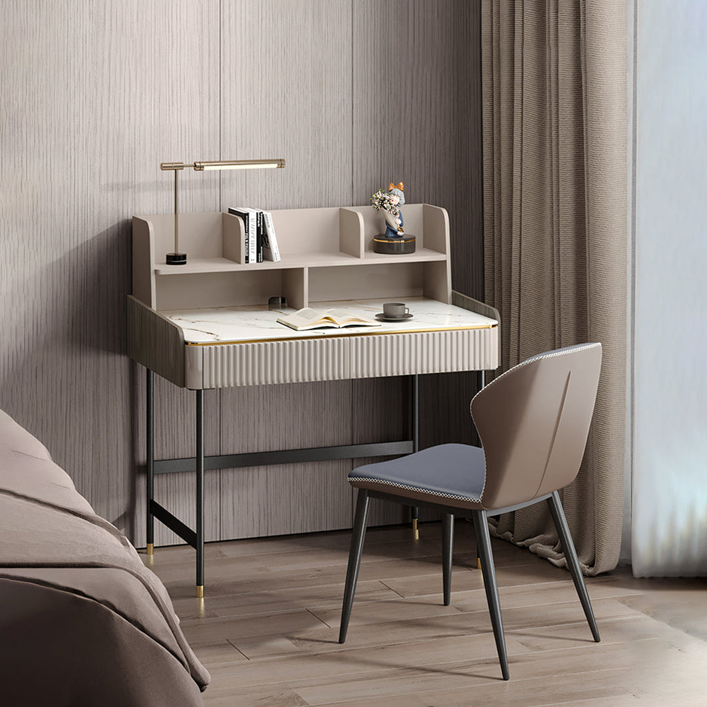 Mateo Office Desk With Drawers, With Shelves - office desk wood