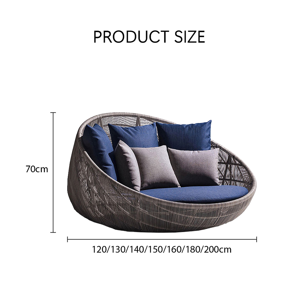 Elysia Rattan Round Outdoor Daybed with sofa bed cover