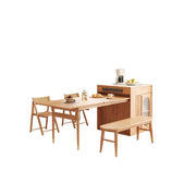 Kacey Extendable Dining Table Set, Storage, Solid Wood, side view of white marble dining table