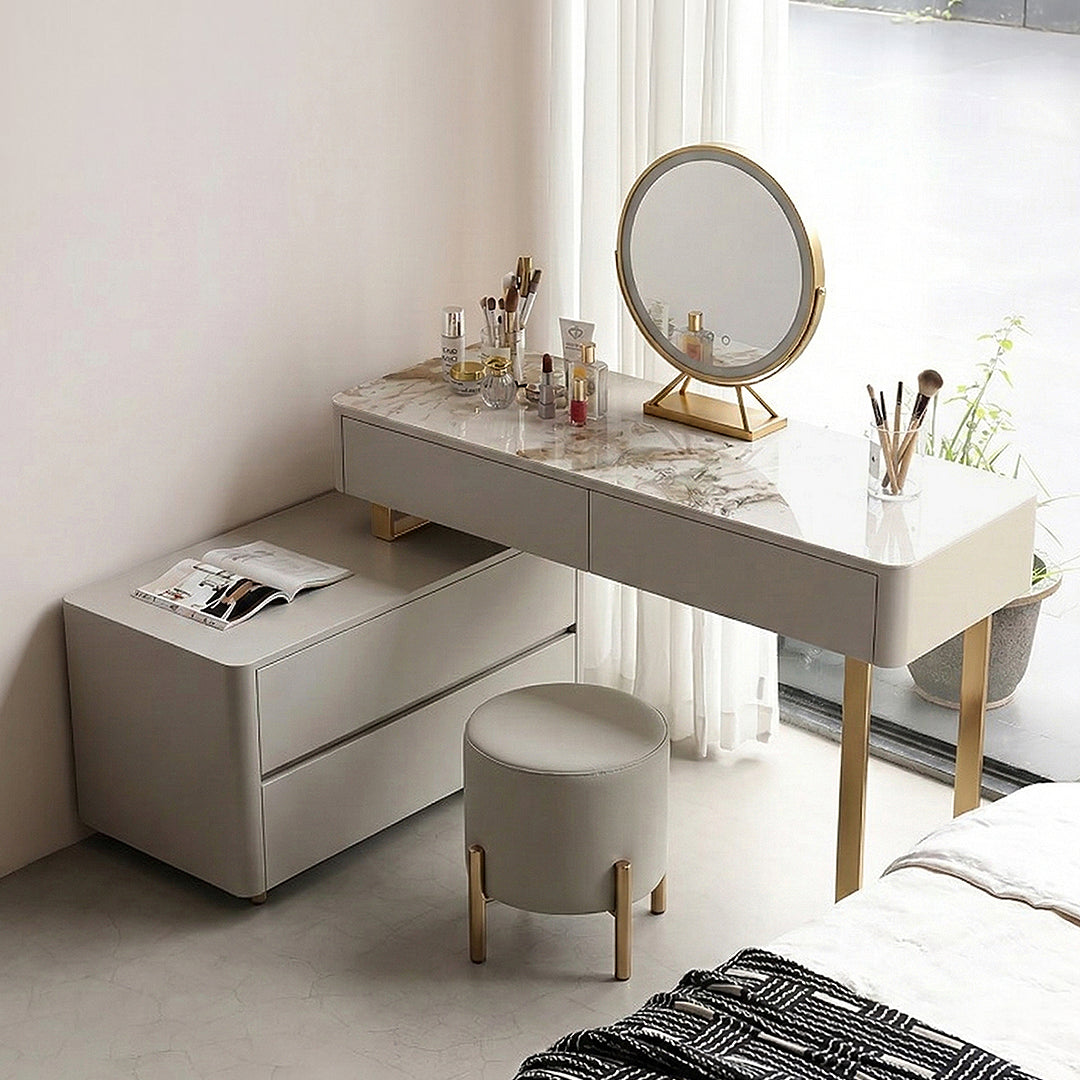 Davidson Dressing Table With LED Mirror, Extendable, Corner Dressing Table