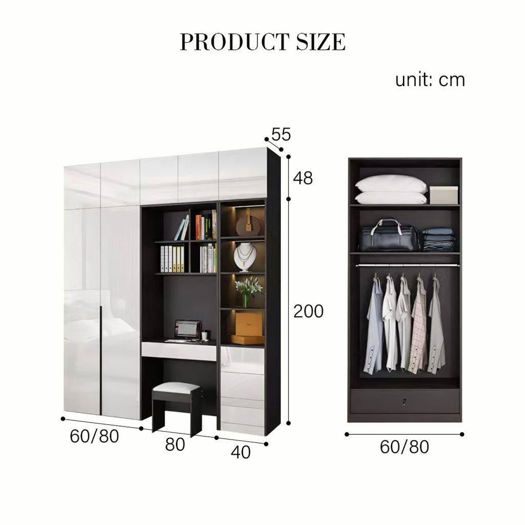 Nascimento Corner Wardrobe, Tall Wardrobe, L Shape Wardrobe With Dressing Table-Weilai Concept