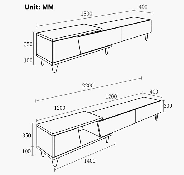 Noric Media Units, Extendable TV Stand, Coffee Table, Side Cabinet-Weilai Concept-Weilai Concept
