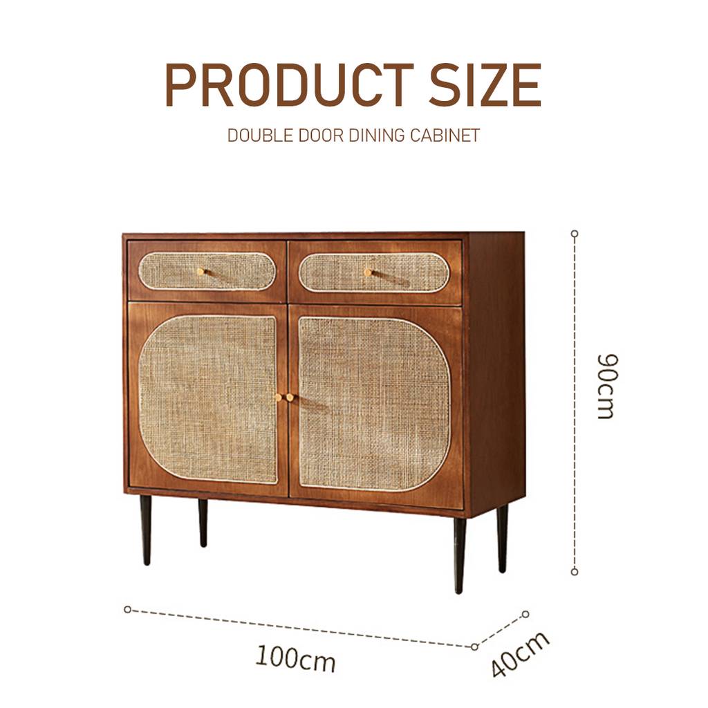 Berlinda Rattan Sideboard with light grey sideboard