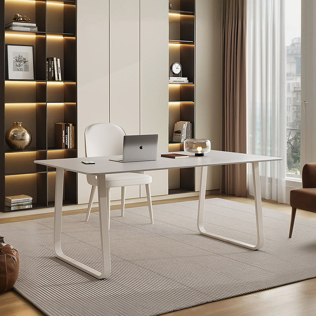 Kwame Office Desk With Office Chair, White - office desk chair leather