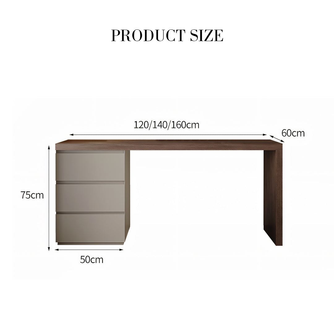Jamal Office Desk With Storage & Office Chair, Solid Wood with black home office desk