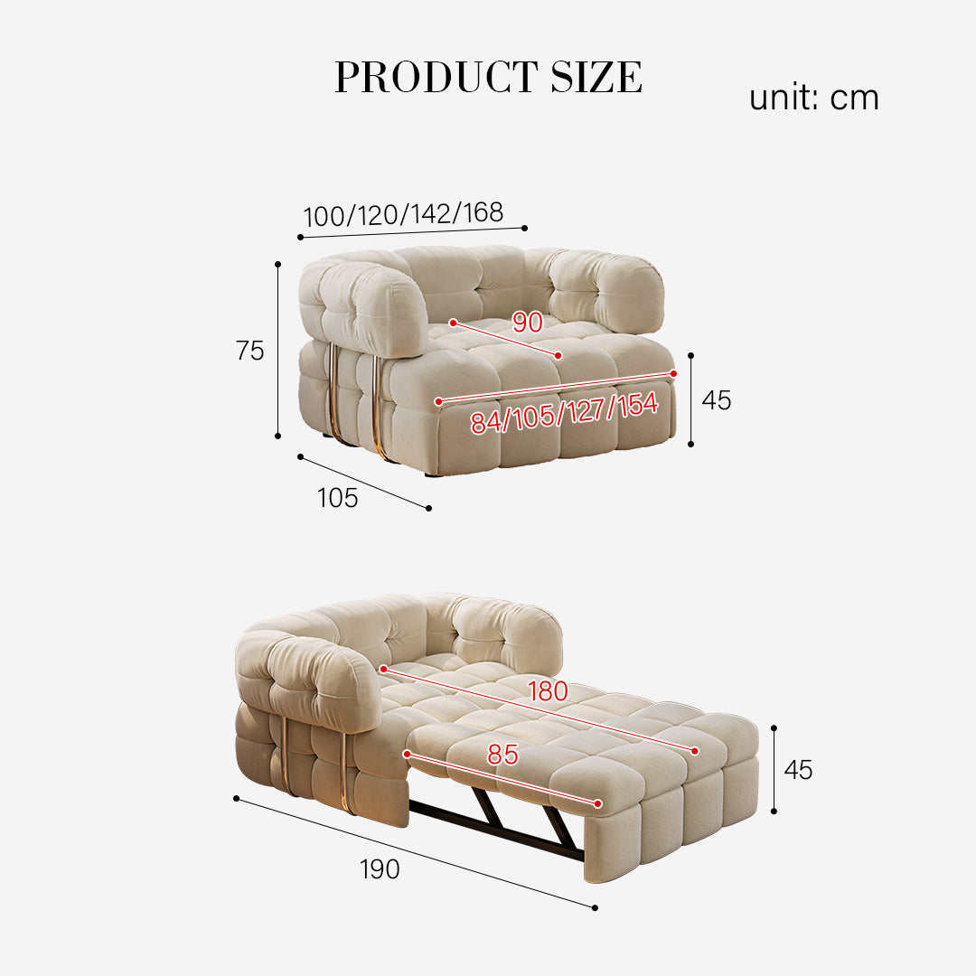 Rojas Single Sofa Bed, Armchair Sofa Bed, Cream with sofa convertible into bed