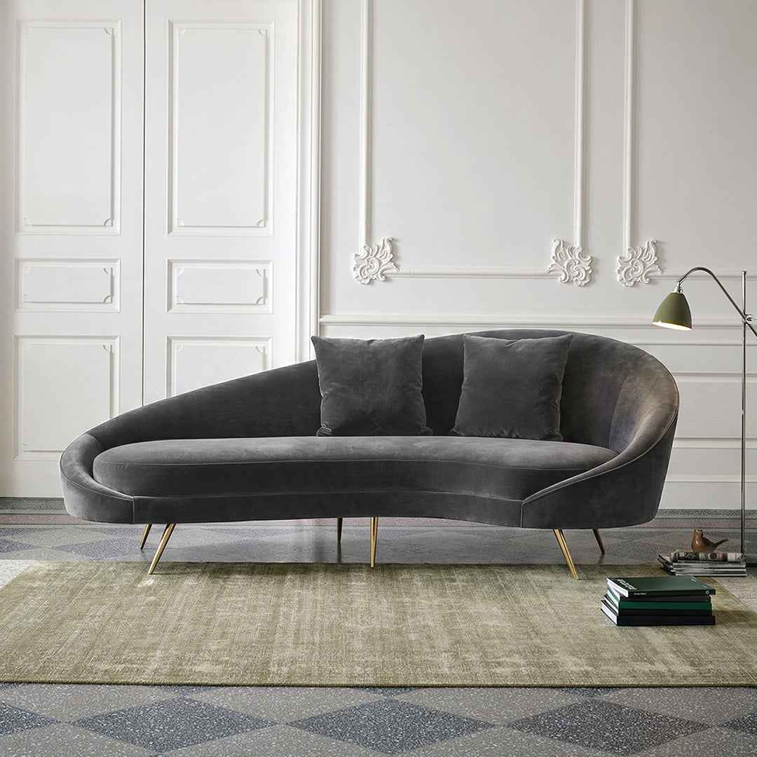 Slender Modern Curved Two Seater, Three Seater Sofa, Velvet - curved sofa