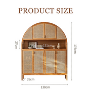 Eisha Rattan Shoe Storage, Cupboard, Solid Wood with sideboard with desk