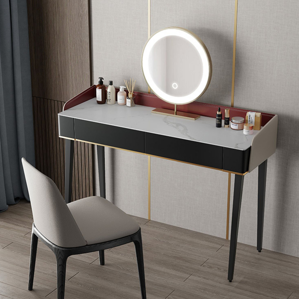 Ivoree Dressing Table With Drawers, Wood, side view of 2 person dining table
