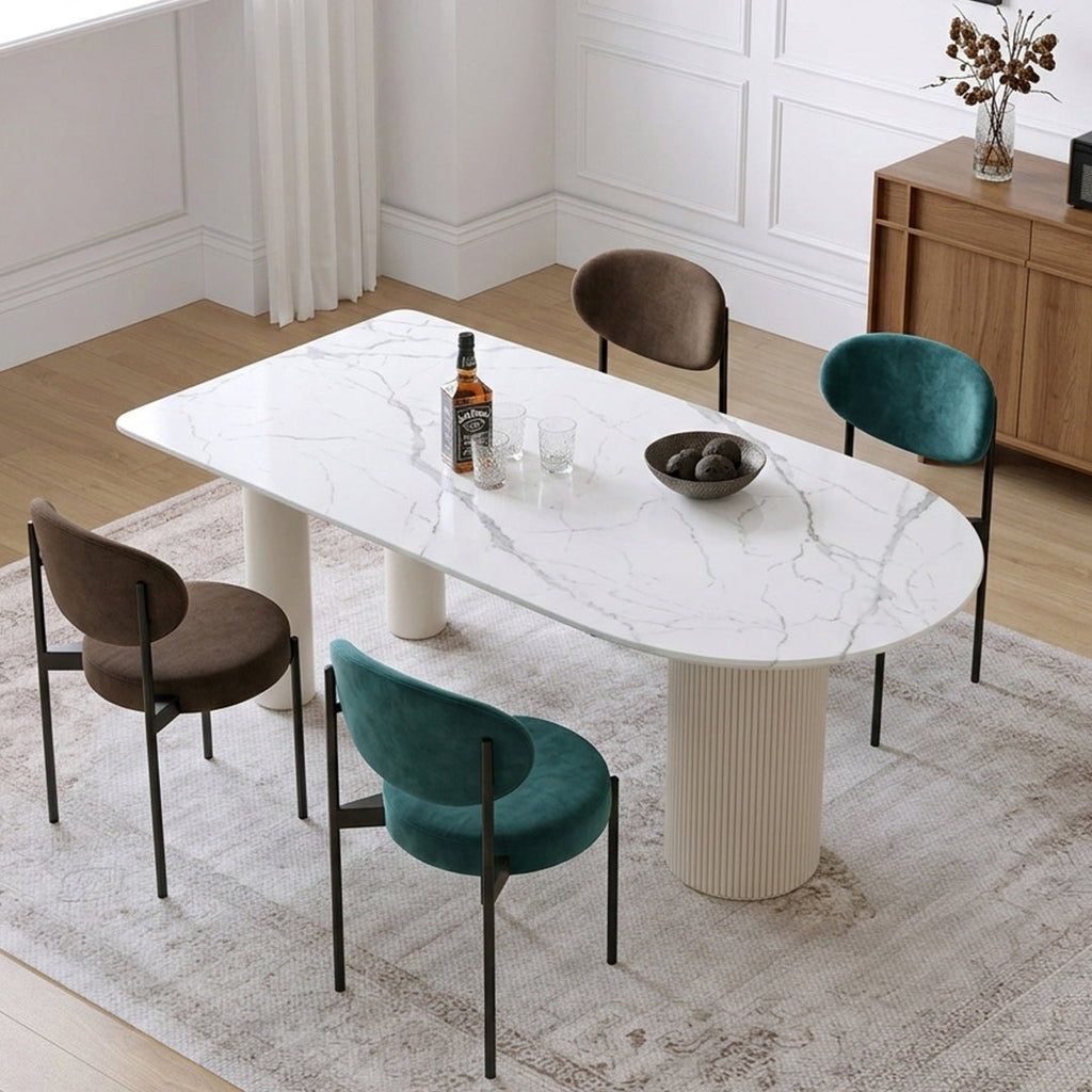 La Plainville Dining Table, White - grey dining table and chairs
