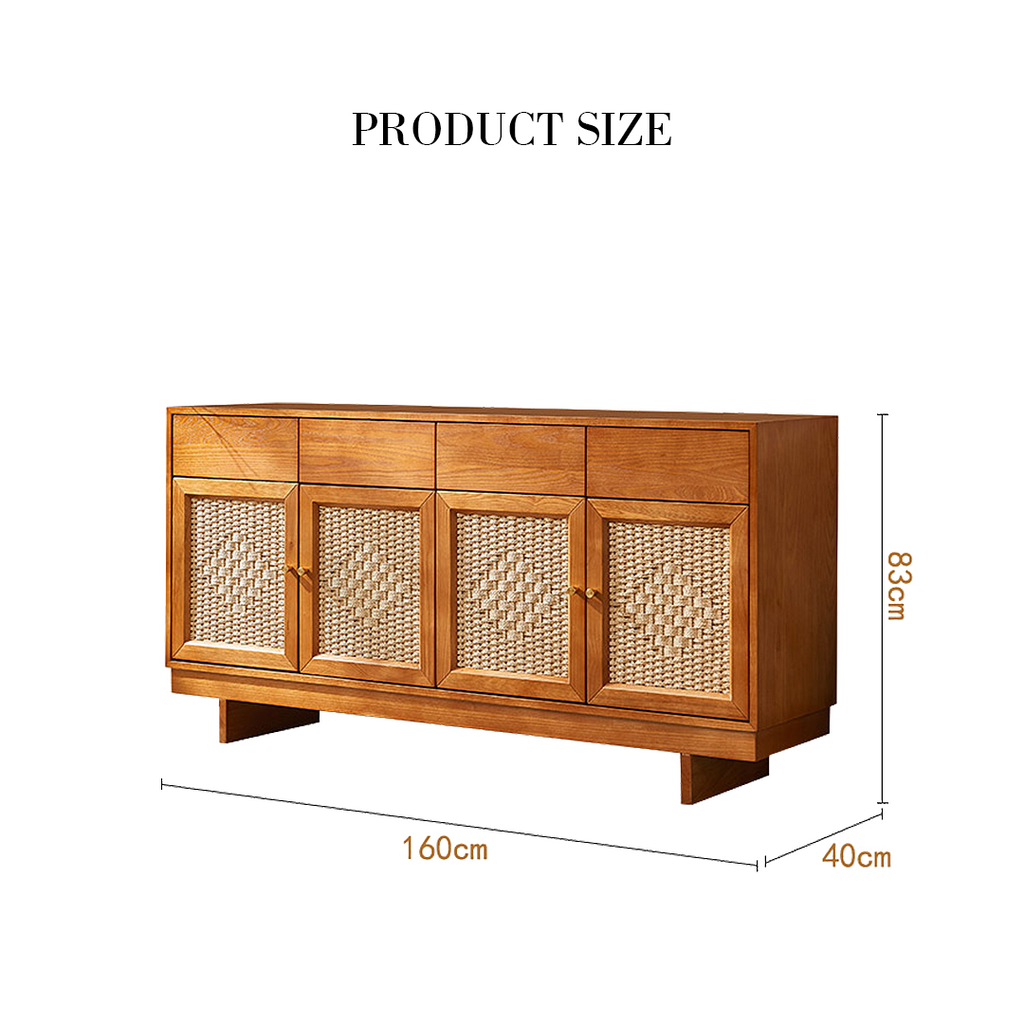 Hadza Narrow Sideboard, Solid Wood with white sideboard wood