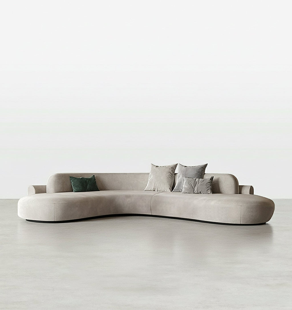 Cosima Grey Four Seater, Five Seater Curved Sofa, Long Sofa, Velvet - curved modular sofa