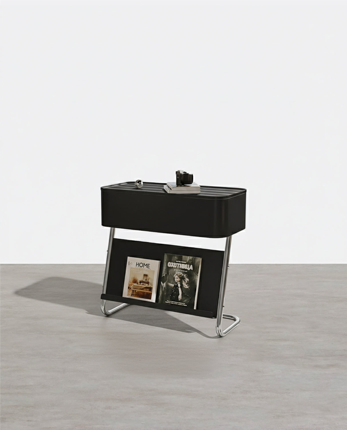Nikolas Side Table With Storage, Black-Weilai Concept