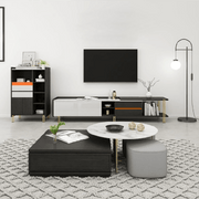 RS2 Nesting Coffee Table Set With Two Stools-Weilai Concept-Weilai Concept
