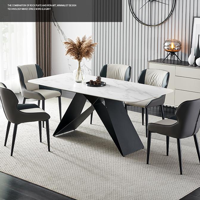 Amsterdam Dining Table, Marble in a lifestyle setting with dining table and benches