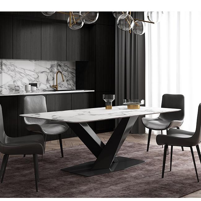 Sanders Dining Table, Sintered Stone with circular dining table and chairs